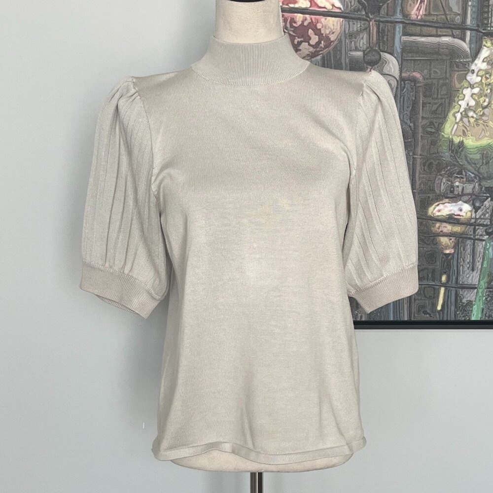Tahari Cream Puff Sleeve Sweater L